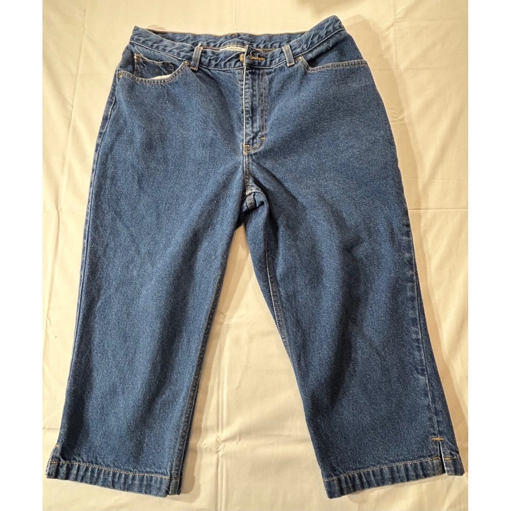Newport News Jeanology Capra Denim Capris Blue High Rise Cropped Jeans Size 12